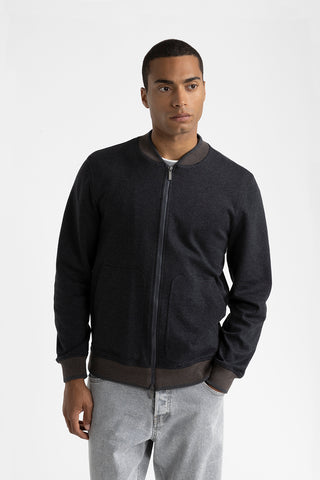 Cotton blend bomber sweatshirt