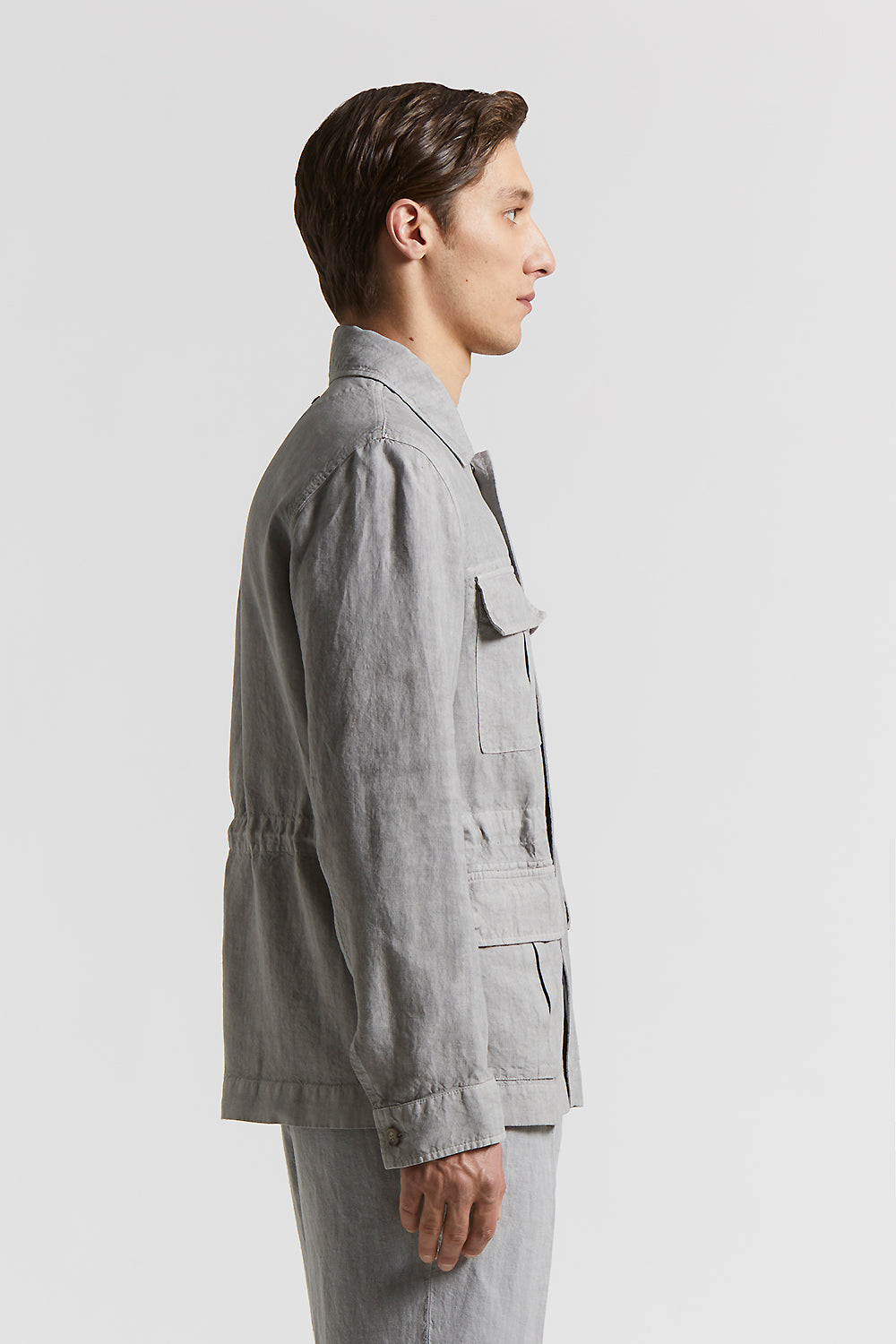 【NOICE】 W SAHARA LINEN HALF JACKET / 追跡付 ASYMMETRICAL JACKET