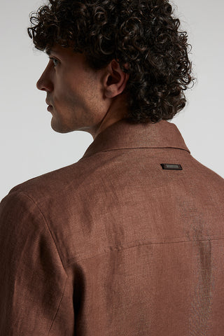 Overshirt in pure linen gabardine