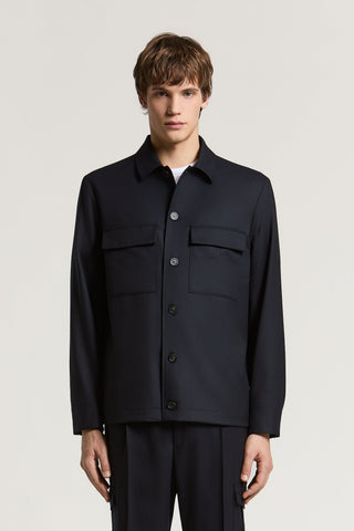 Pure wool gabardine overshirt