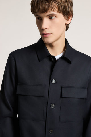 Pure wool gabardine overshirt