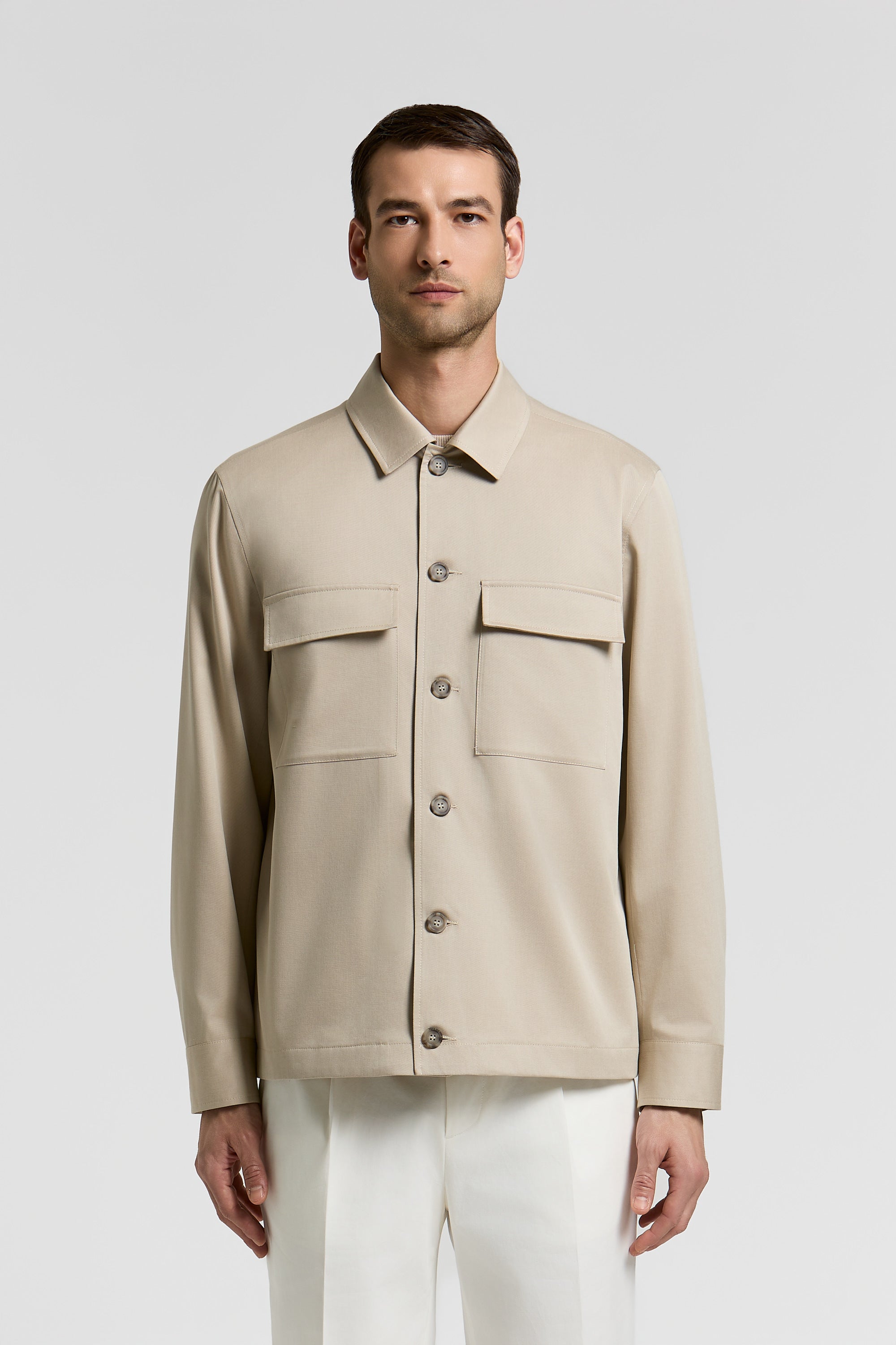 Cotton-blend twill overshirt | Peserico US