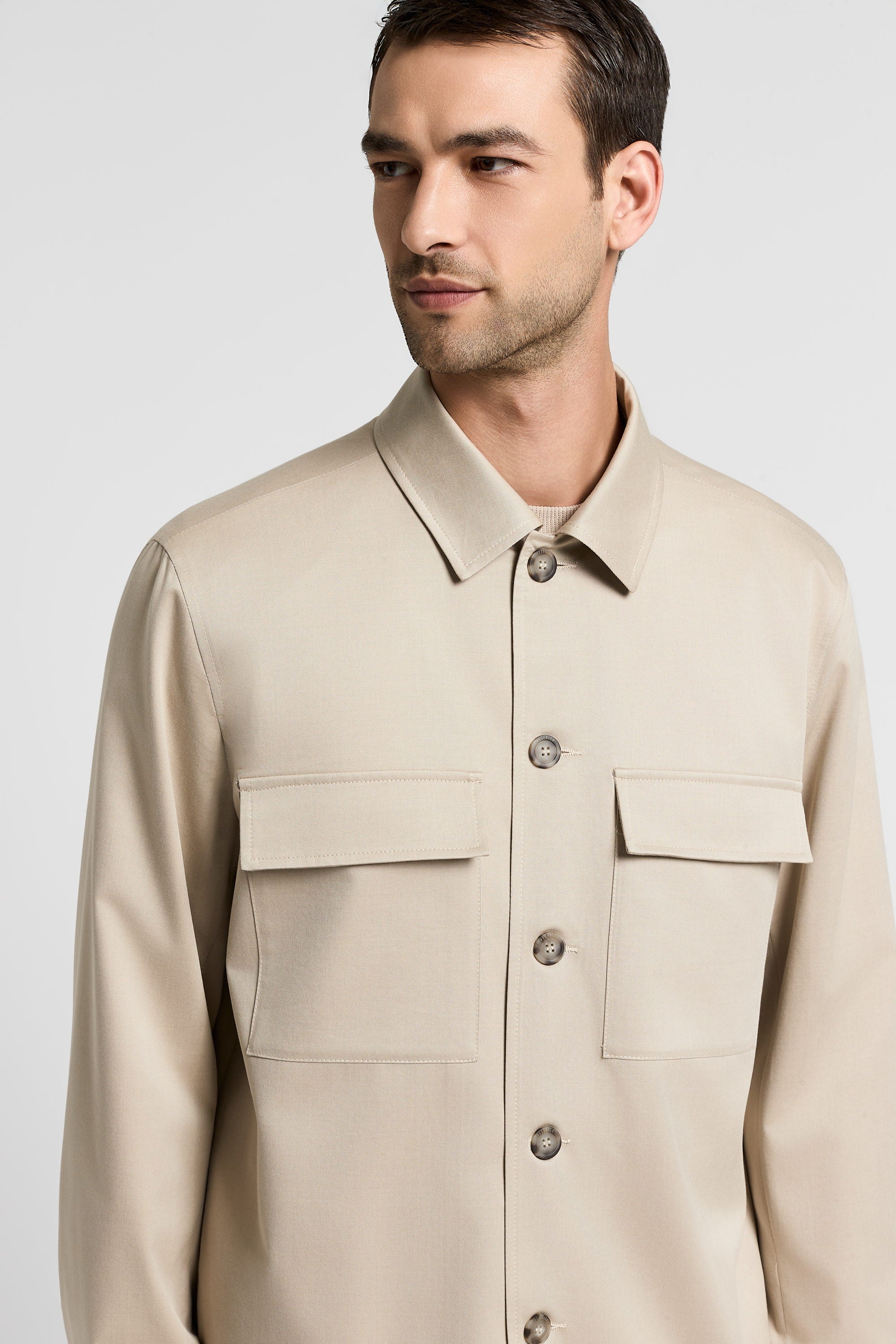Cotton-blend twill overshirt | Peserico US