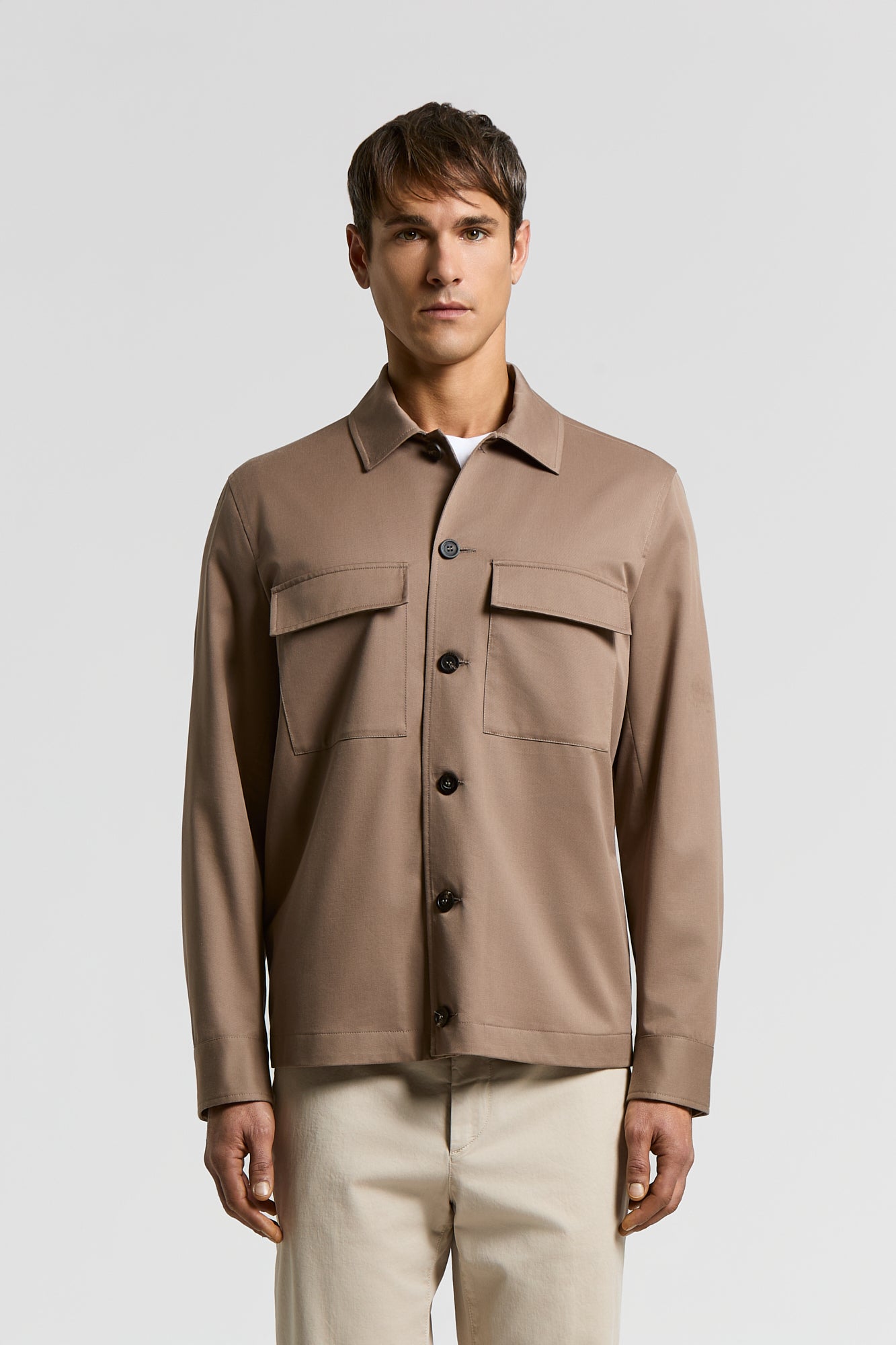 Cotton-blend twill overshirt | Peserico US