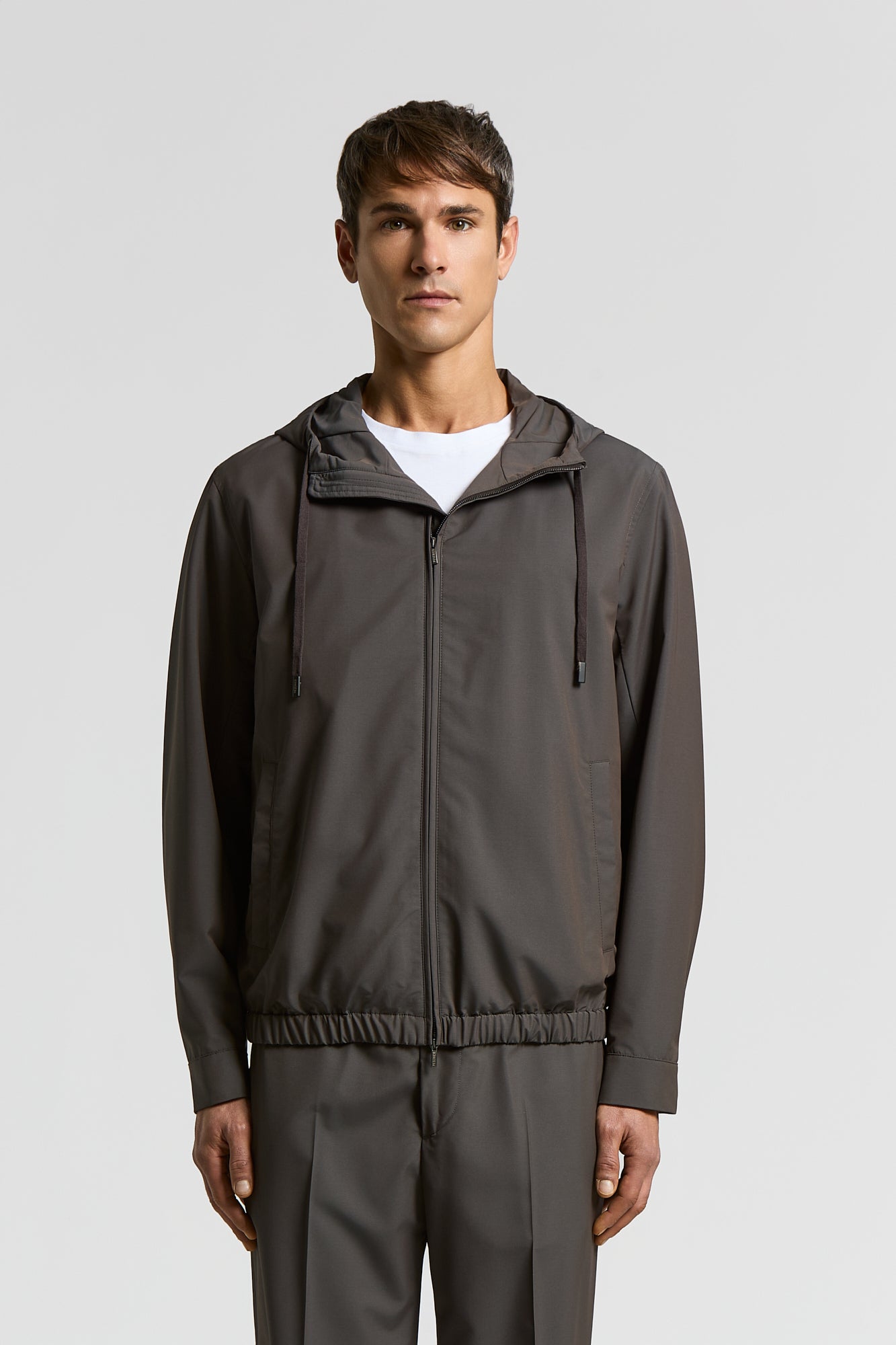 Technical wool canvas jacket with hood | Peserico US