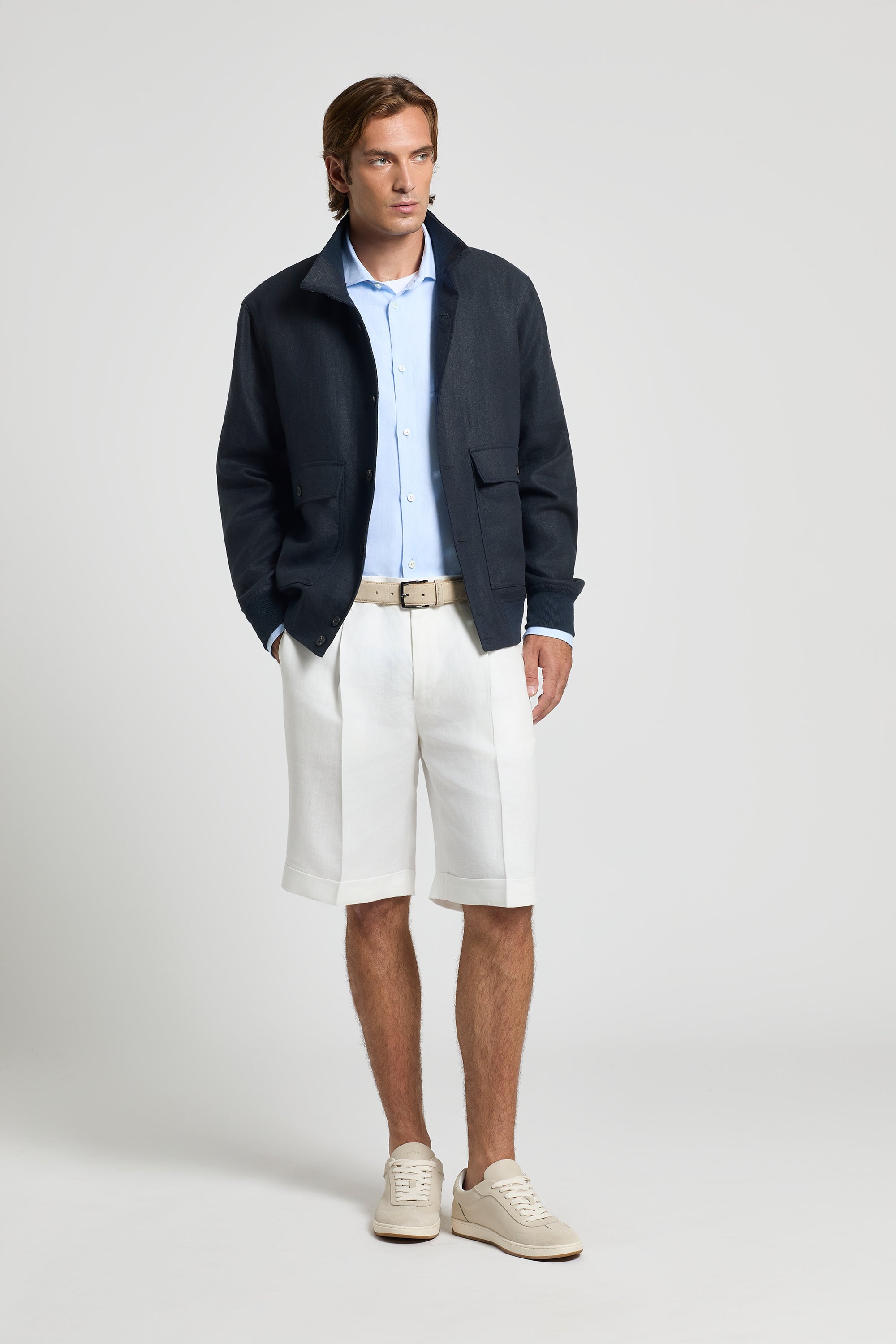 Pure linen gabardine shorts | Peserico US