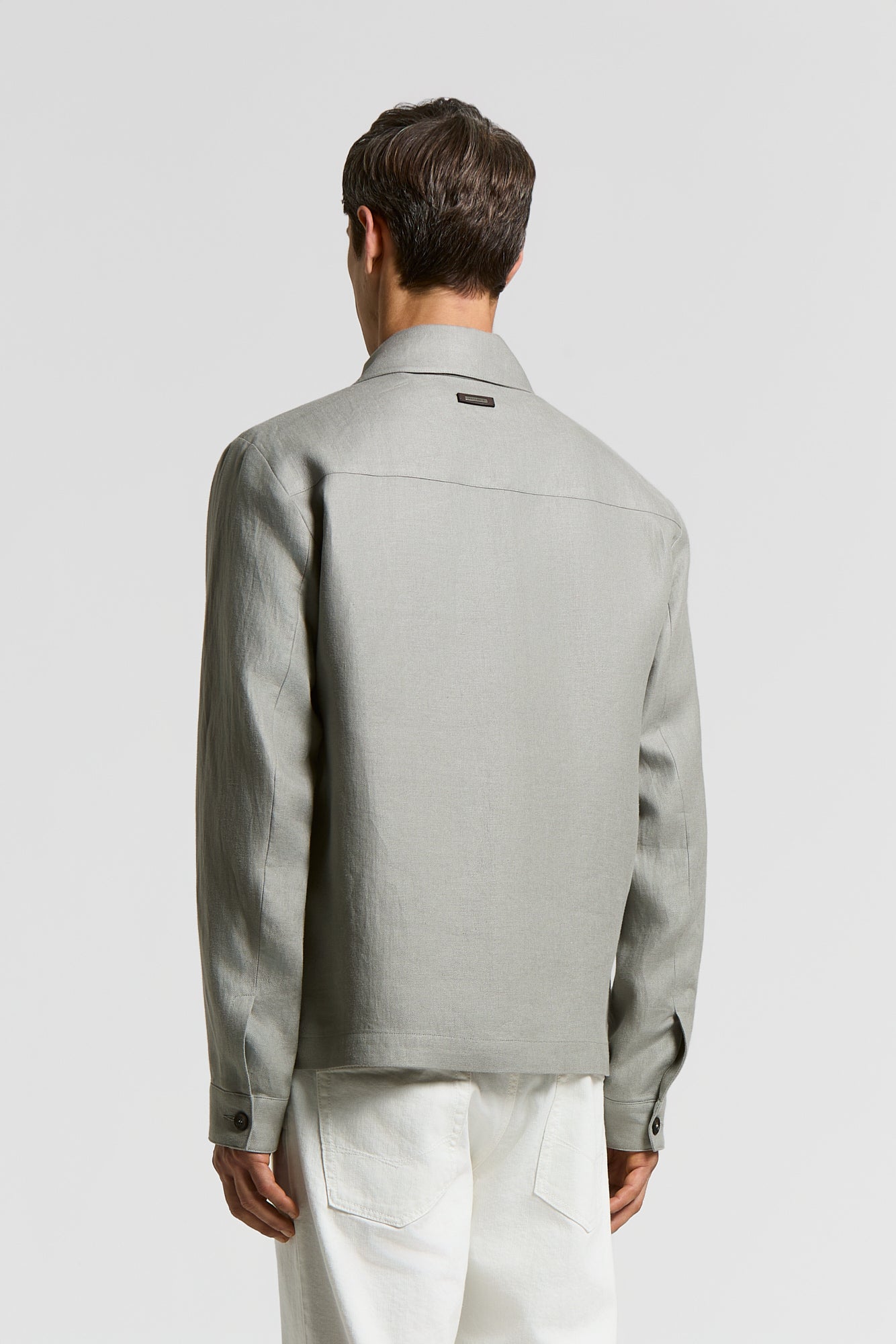 Pure linen gabardine jacket with zip | Peserico US