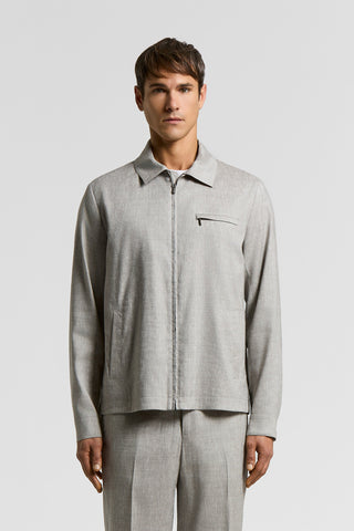 Linen and wool jacket with zip