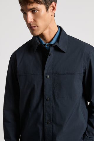Cotton blend poplin shirt jacket