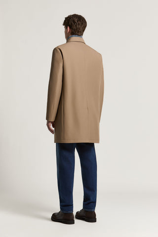 Single-breasted coat in cotton twill