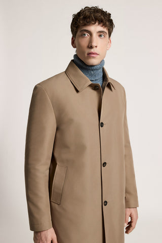 Single-breasted coat in cotton twill