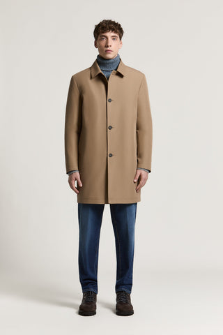 Single-breasted coat in cotton twill