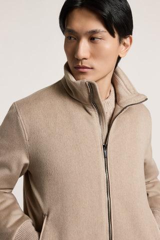 Down and wool and cashmere cloth bomber jacket