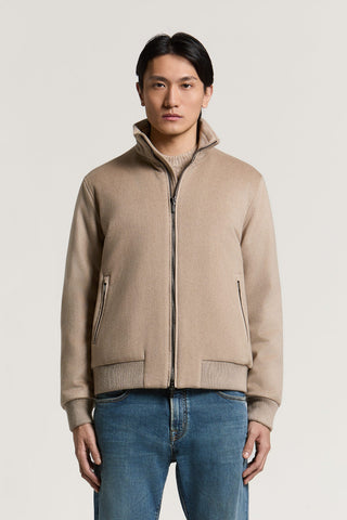Down and wool and cashmere cloth bomber jacket