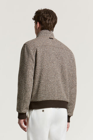 Wool, silk and cashmere blend tweed bomber jacket