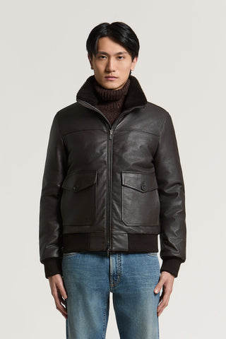 Genuine nappa leather bomber jacket