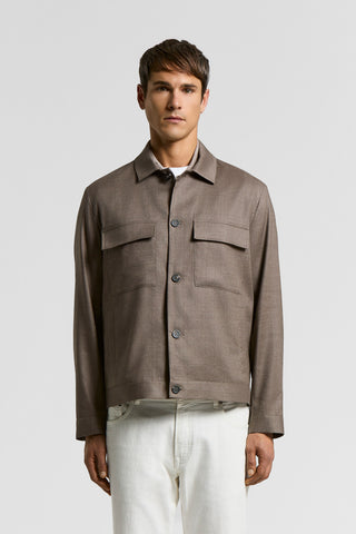 Wool-linen blend overshirt