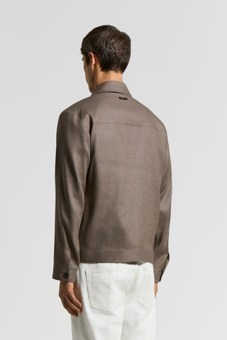Wool-linen blend overshirt