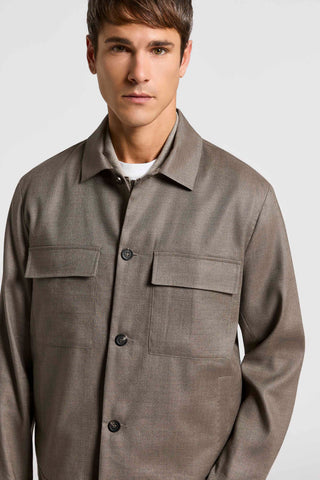 Wool-linen blend overshirt