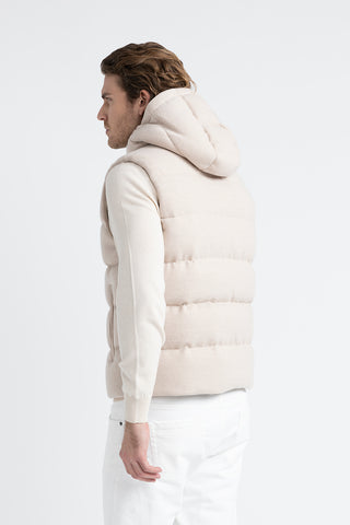 Goose down vest in wool and cashmere