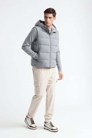 Goose down vest in wool and cashmere