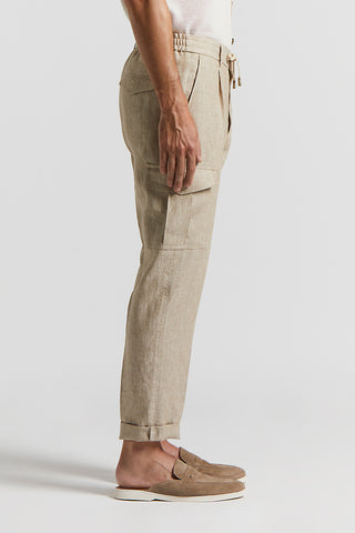 Pure linen jogger trousers with pocket