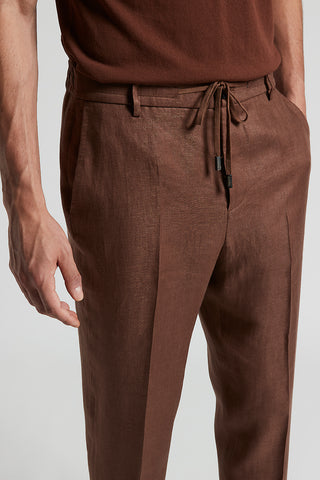 Jogger in pure linen gabardine