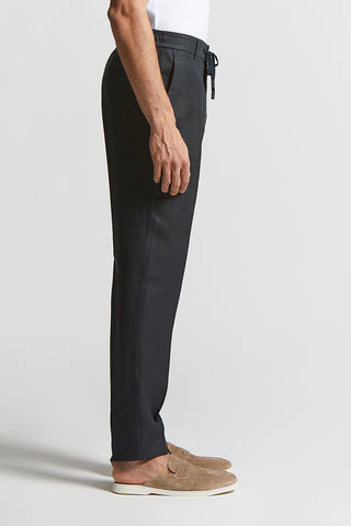 Pure linen gabardine jogger trousers