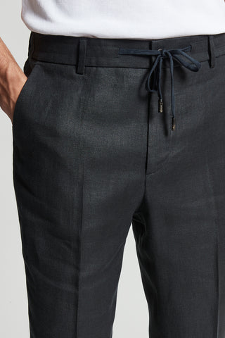 Pure linen gabardine jogger trousers