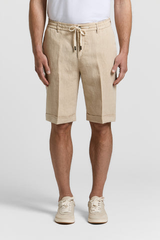 Washed pure linen twill bermuda shorts