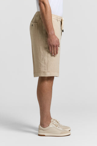 Washed pure linen twill bermuda shorts