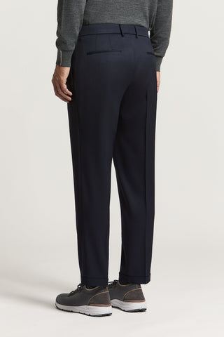 Technical pure wool gabardine trousers