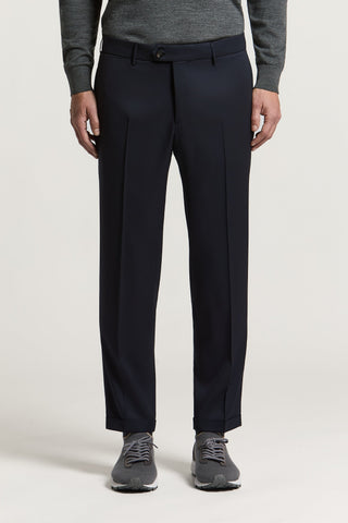 Technical pure wool gabardine trousers