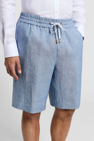 Linen canvas jogger Bermuda shorts