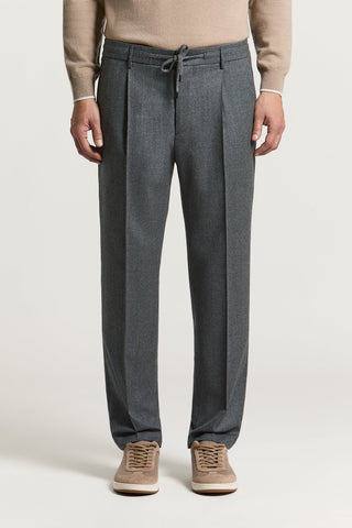 Carded pure wool gabardine joggers