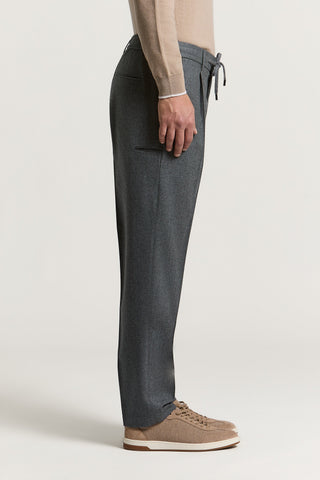 Carded pure wool gabardine joggers