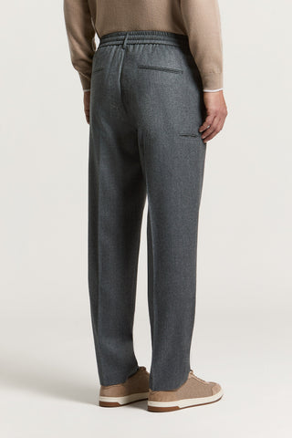 Carded pure wool gabardine joggers