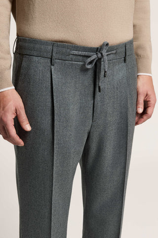 Carded pure wool gabardine joggers