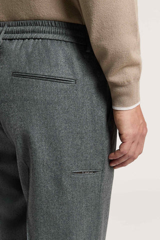 Carded pure wool gabardine joggers