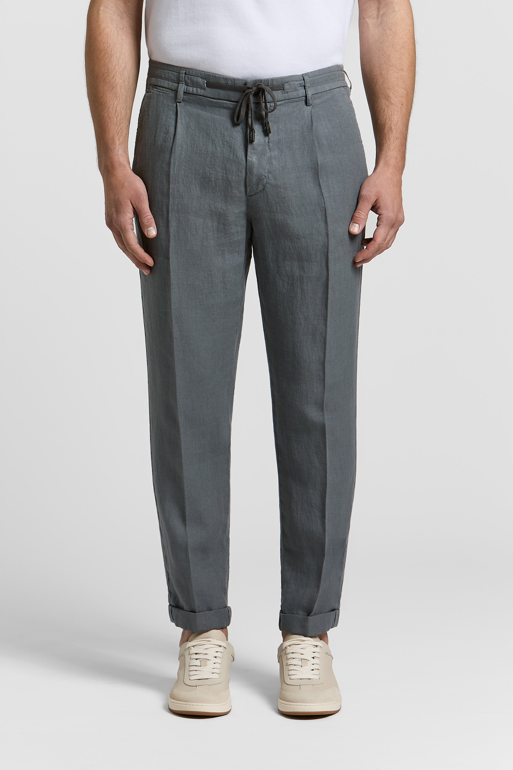 Lightweight linen canvas jogger trousers | Peserico US