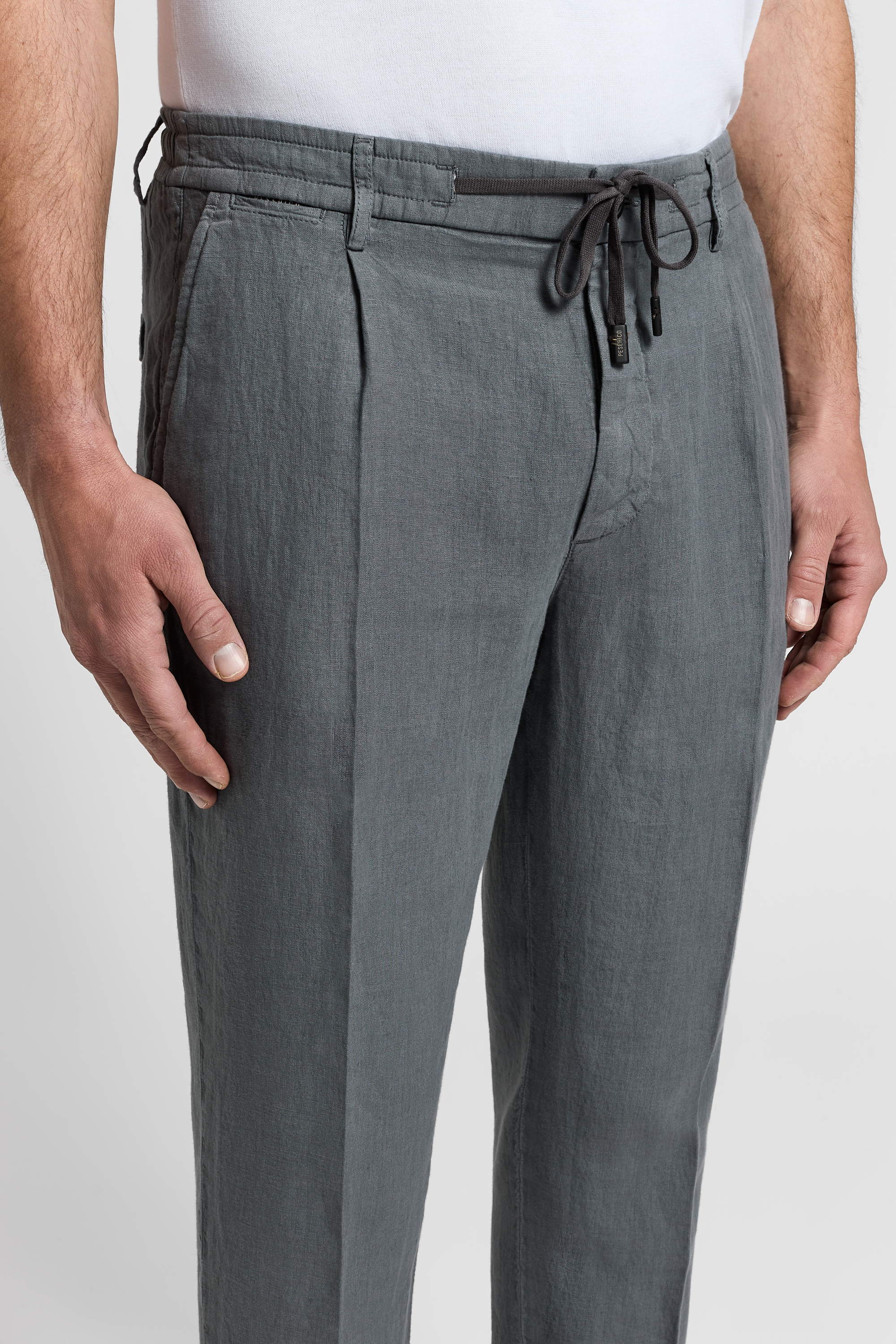 Lightweight linen canvas jogger trousers | Peserico US