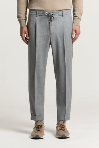 Carded pure wool gabardine joggers