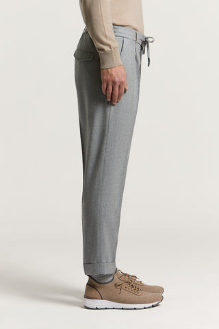 Carded pure wool gabardine joggers