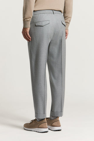 Carded pure wool gabardine joggers