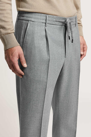 Carded pure wool gabardine joggers