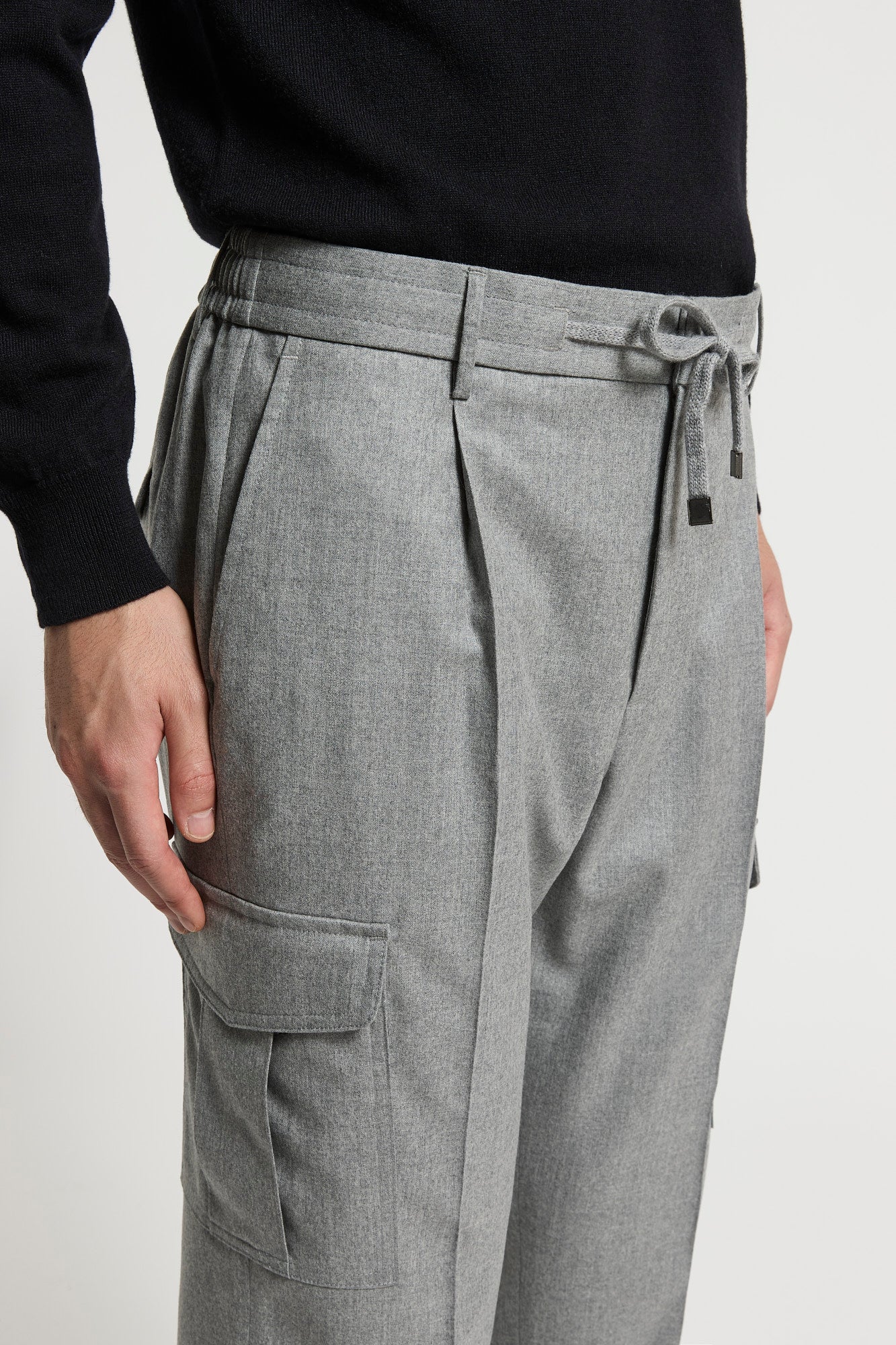 Wool flannel cargo trousers | Peserico US
