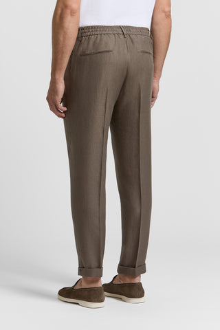 Pure linen gabardine trousers