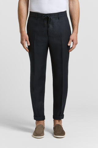 Pure linen gabardine trousers