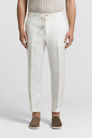 Pure linen gabardine trousers