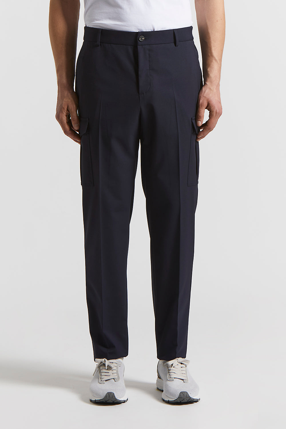 Stretch viscose technical canvas jogger trousers | Peserico US